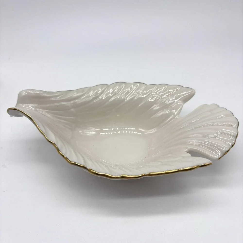 Vintage LENOX China Dove‎ Dish Ivory Bowl Creme 24k Gold Trim New